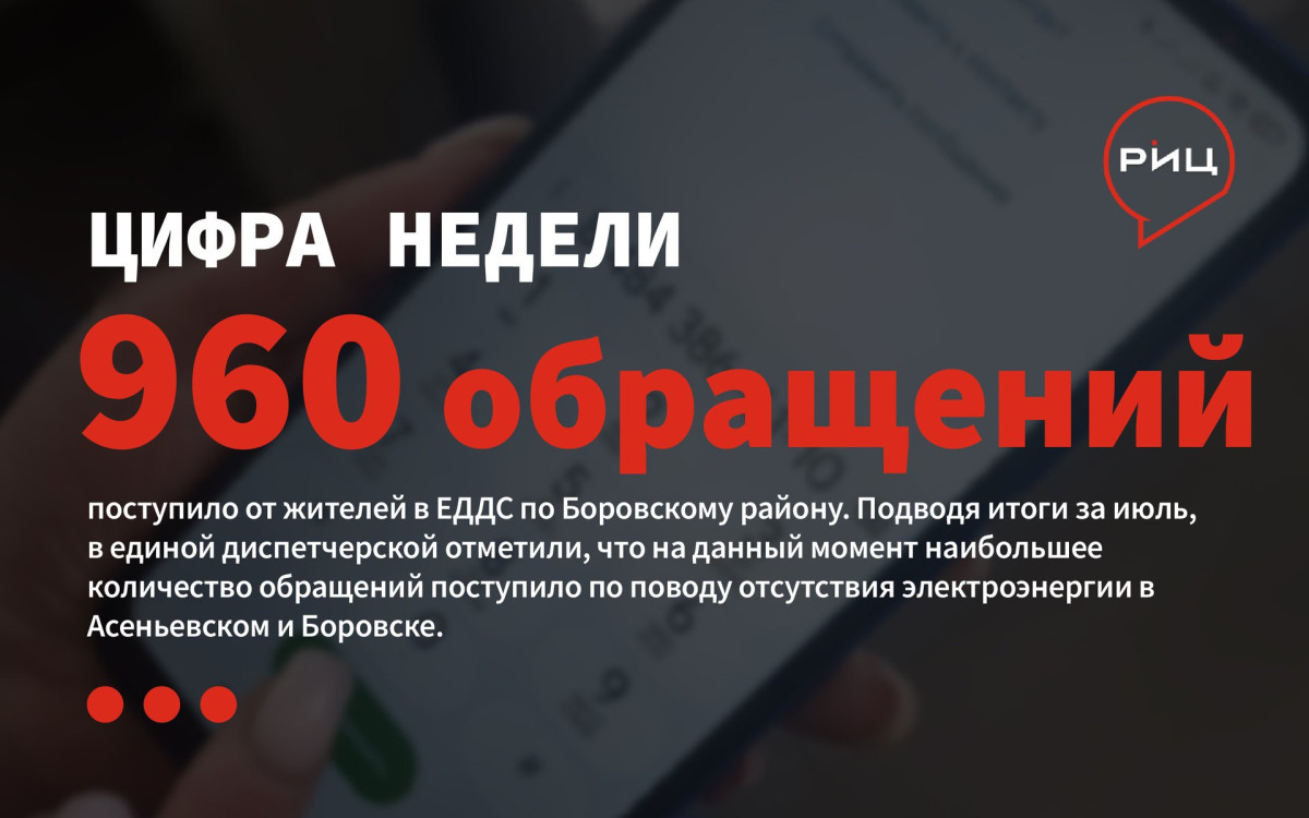 За минувшую неделю в районную ЕДДС поступило 960 сообщений от граждан