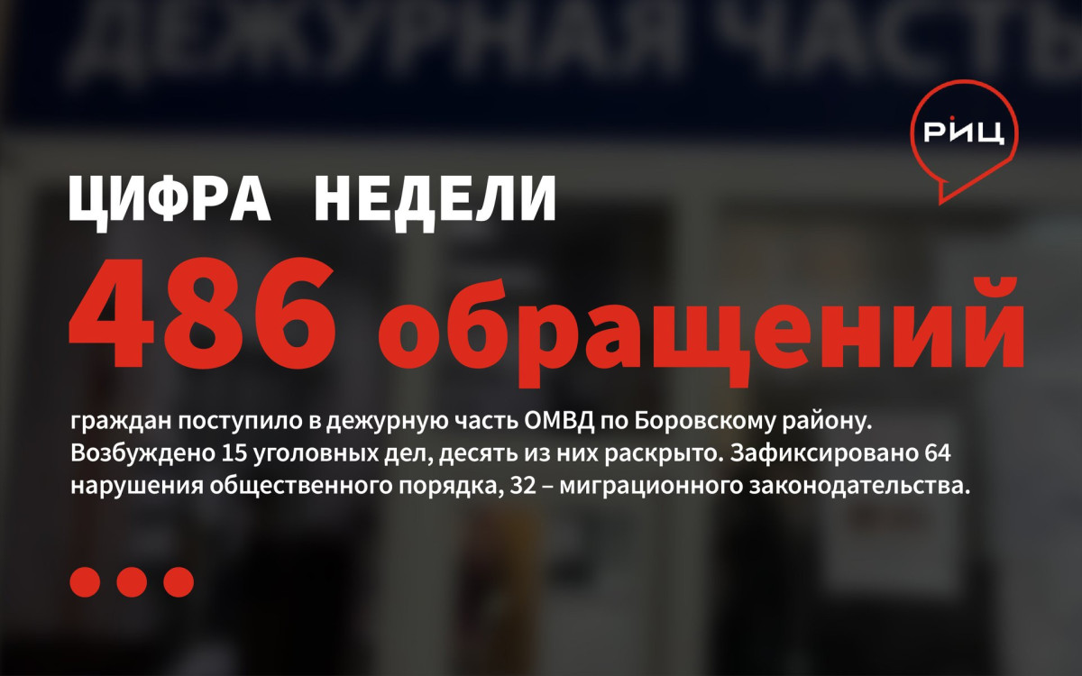 За минувшую неделю в дежурную часть по Боровскому району поступило 486 обращений от граждан