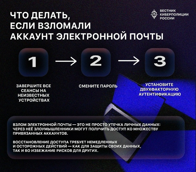 Что делать, если мошенники взломали аккаунт вашей электронной почты? Подробная инструкция в карточках
