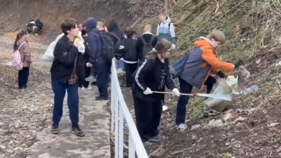 Ученики первой боровской помогли навести порядок в овраге на улице Мира