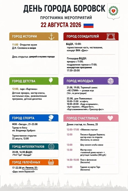 22 августа в Боровске отметят День города