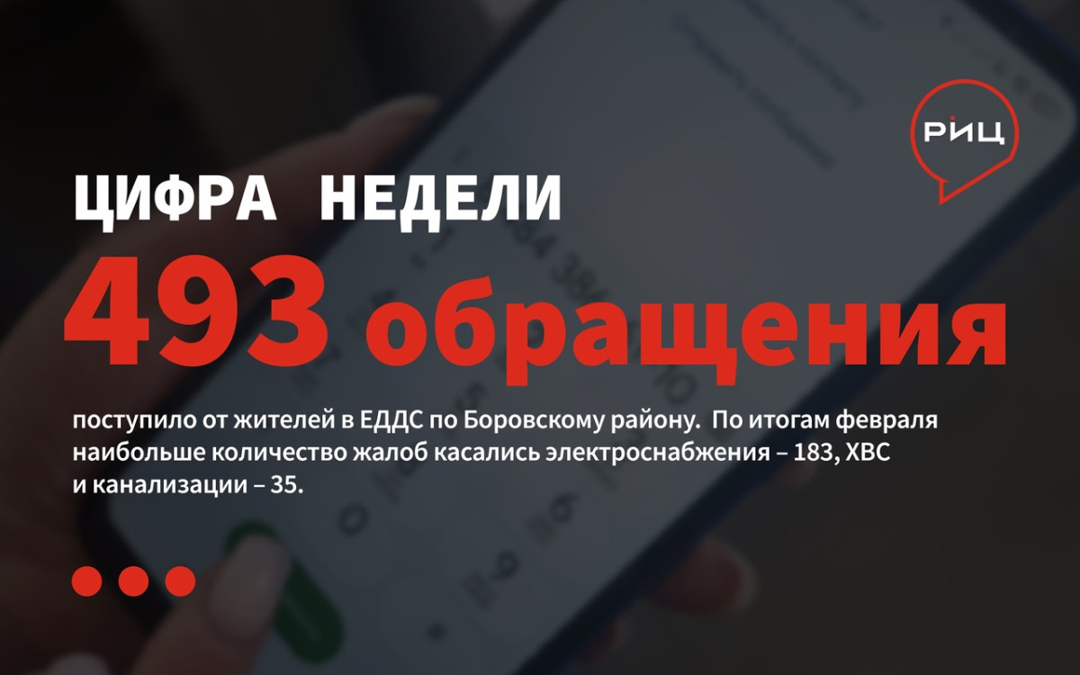 За прошедшую семидневку в ЕДДС по Боровскому району поступило 493 обращения