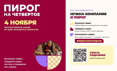 Жителей Боровского округа приглашают присоединиться к всероссийской акции «Пирог на четвертое» в День народного единства