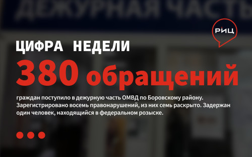 За минувшую неделю в дежурную часть ОМВД по Боровскому району поступило 380 сообщений от жителей