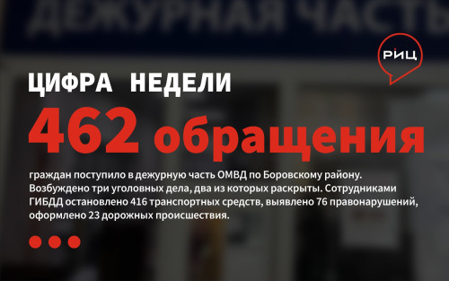 За период с 23 апреля по 5 мая в ОМВД по Боровскому району поступило 462 сообщения от граждан